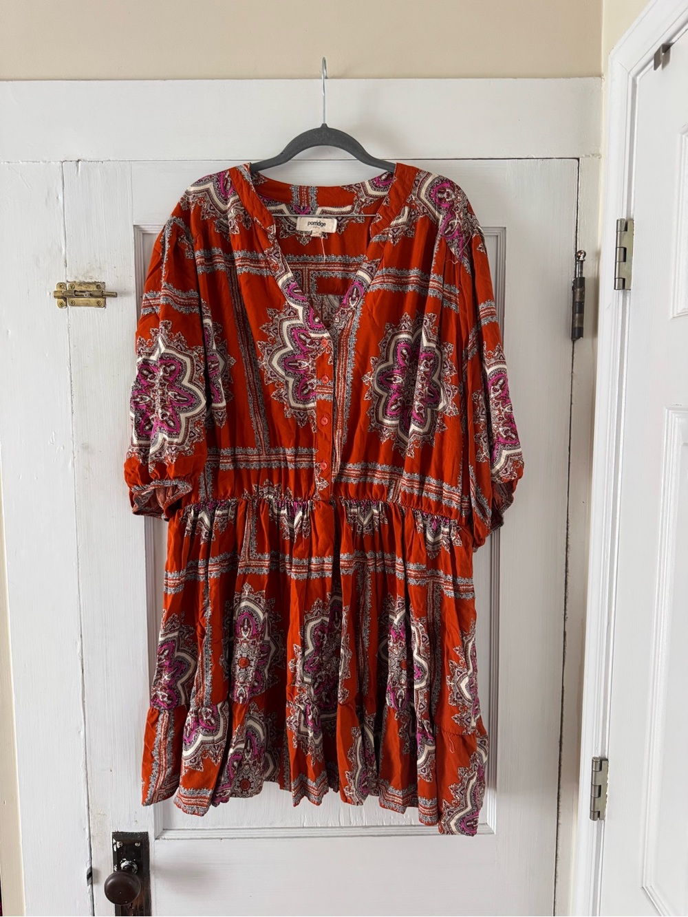 Rust Orange Floral Medallion Mini Dress